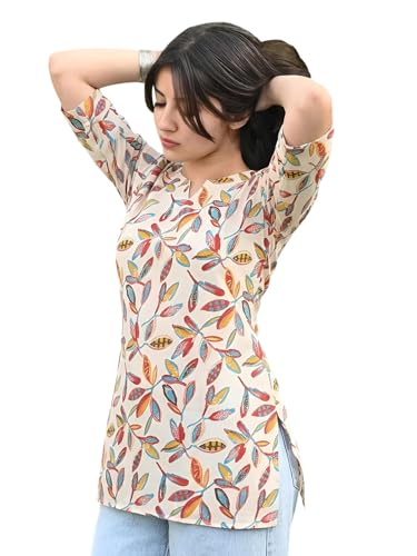 Pinkmint Women Short Kurti | Cotton Blend Printed Tunic Top | Trendy Casual Top | Casua…