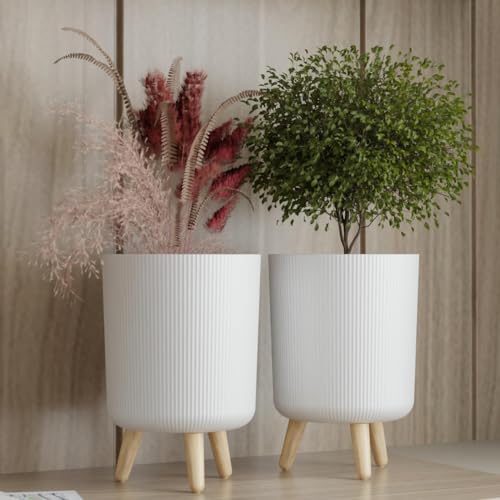 Copelle Modern White Flower Pot with Legs | Big Planter | Indoor Outdoor Planter for Ho…