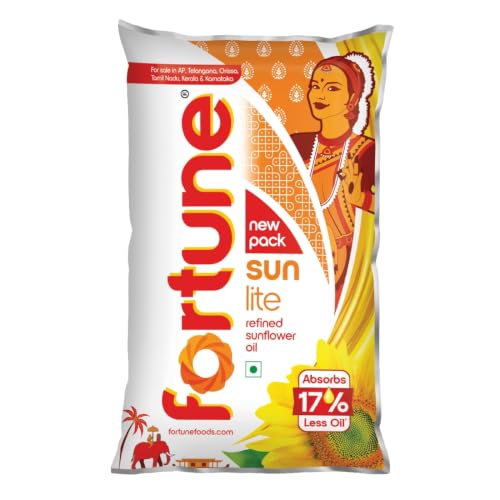 Fortune Sunlite Refined Sunflower Oil, 910gm/1L Pouch (Weight May Vary)
