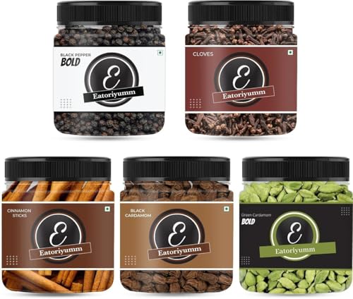 Eatoriyumm Premium Whole Spices Combo – Dalchini, Black Cardamom, Green Cardamom, Black…