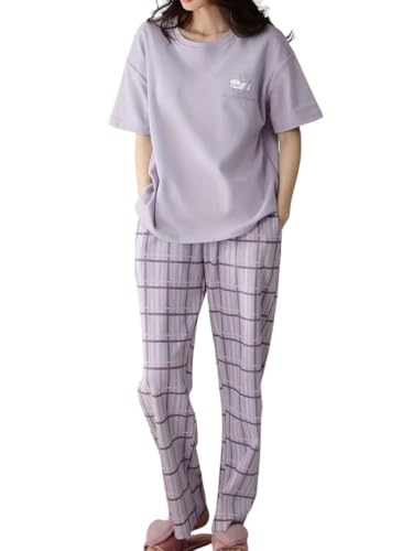 SHIENZY Women Korean Style Night Suit | Round Neck Short Sleeve Cute Printed Cotton Ble…