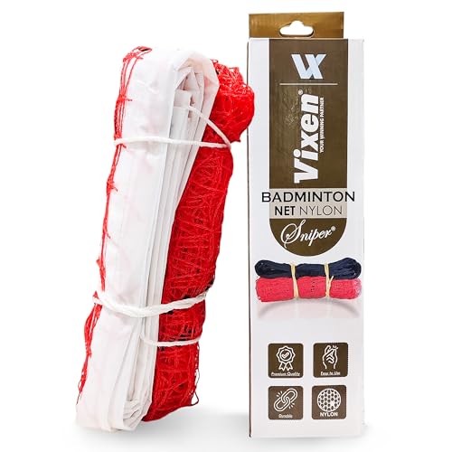 Vixen Nylon Badminton Net | Standard Size Durable Sports Net with Strong Border & Ropes…