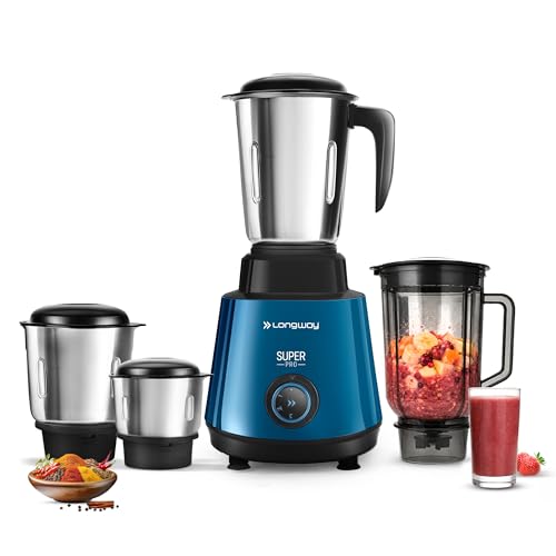 Longway Super Pro Juicer Mixer Grinder | Up to 750W Max Output Powerful Motor | 4 Jars…