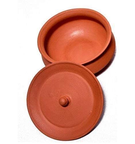 Organic Clay Dahi Handi MItti Handi | Curd Pot Medium Size | Mitti Handi, Brown Colour…