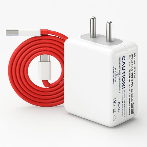 SB 80W Fast Charger with USB to Type C Cable | 7.3A Mobile Charger Adapter | Compatible…