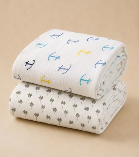Organic Cotton 120x120 CM Muslin Pack of 2 Baby Bath Towel Cotton Cloth Premium Baby Wa…