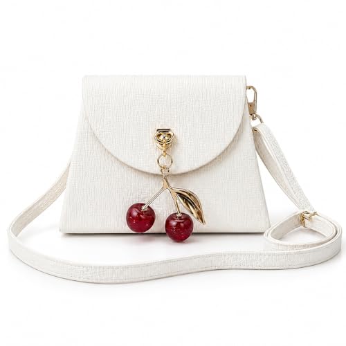 KBR® Mini Sling Bag for Girls, Cute Small PU Leather Crossbody Purse with Cherry Pendan…