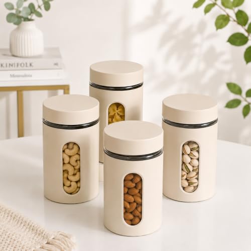 SR (Set of 2) Oval Window Plastic Storage Container (1000ml) | Airtight Kitchen Storage…