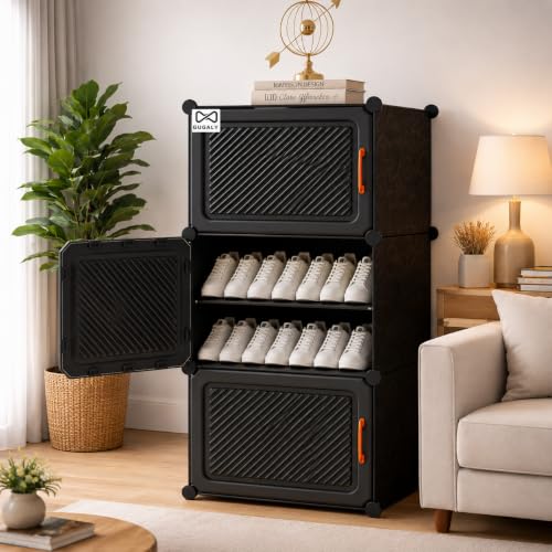 GUGALY 6 Layer Plastic Shoe Rack for Home 6 Layer with Cover Shoe Rack with Door | Mult…