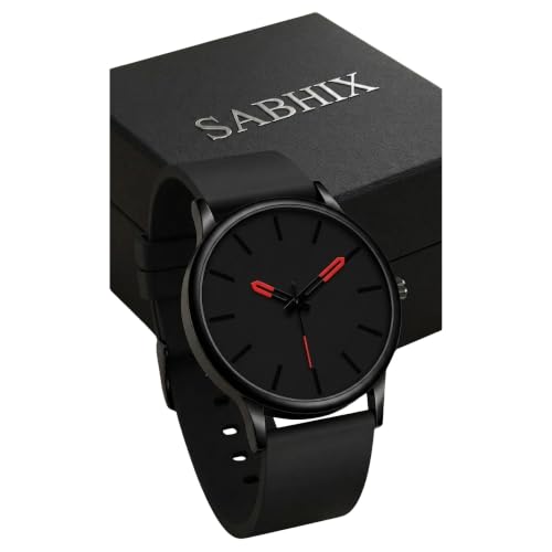 Black Dial Analog Watch for Men with Black Silicone Strap | Stylish Quartz Analog Wrist…