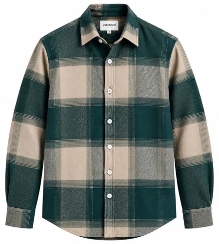 DEEMOON Men's Premium Cotton Flannel Checkered Shirt | Full Sleeve Plaid Casual Button-…