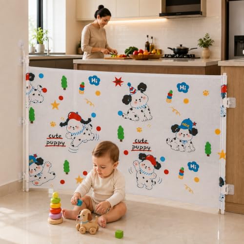 Tarkan Retractable Baby Safety Gate, No Drill, 110 x 78 cm