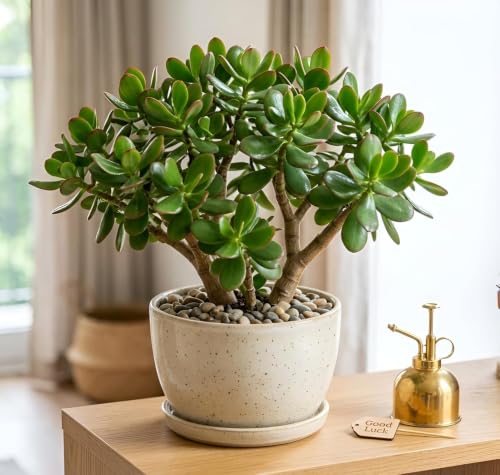 Live Jade Plant with Pot | Good Luck Feng Shui Money Succulent Plant | Low Maintenance…