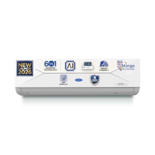 Carrier 1.5 Ton 3 Star Wi-Fi Smart Flexicool Inverter Split AC (Copper, Convertible 6-i…