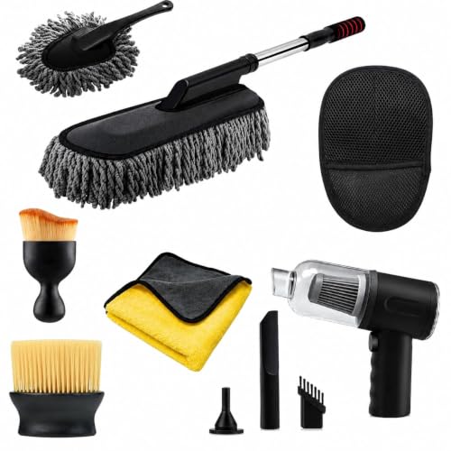 ARMORALL 7 PCS Car Cleaning Kit with 3-in-1 Mini Vacuum Cleaner, Microfiber Cloth,Big D…