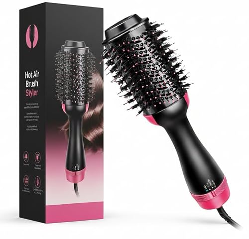 Hot Air Brush, Professional 4-in-1 One-Step Hair Dryer & Volumizing Styler | Anti-Scald…