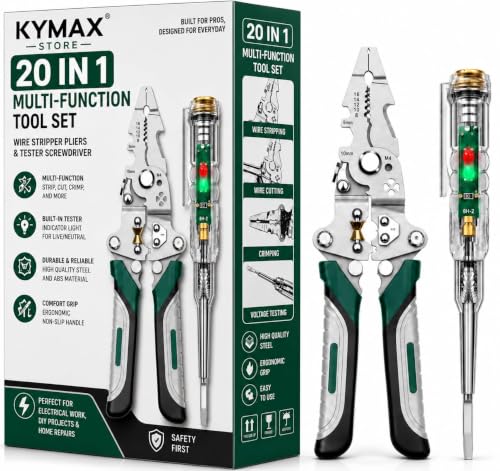 20-in-1 Wire Stripper Tool Kit with Tester Screwdriver | Multi Function Wire Stripping,…